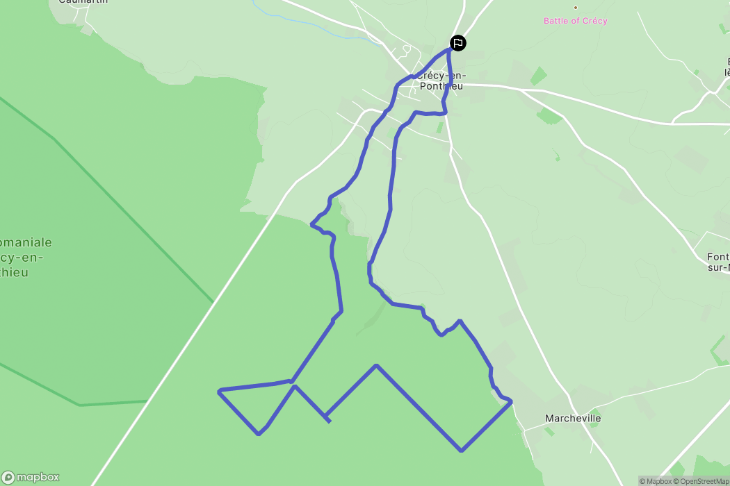 Crécy-en-Ponthieu : carte du parcours de randonnée - France