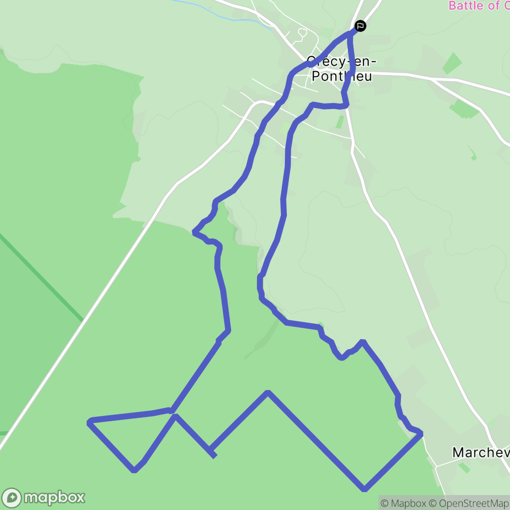 Crécy-en-Ponthieu : carte du parcours de randonnée - France