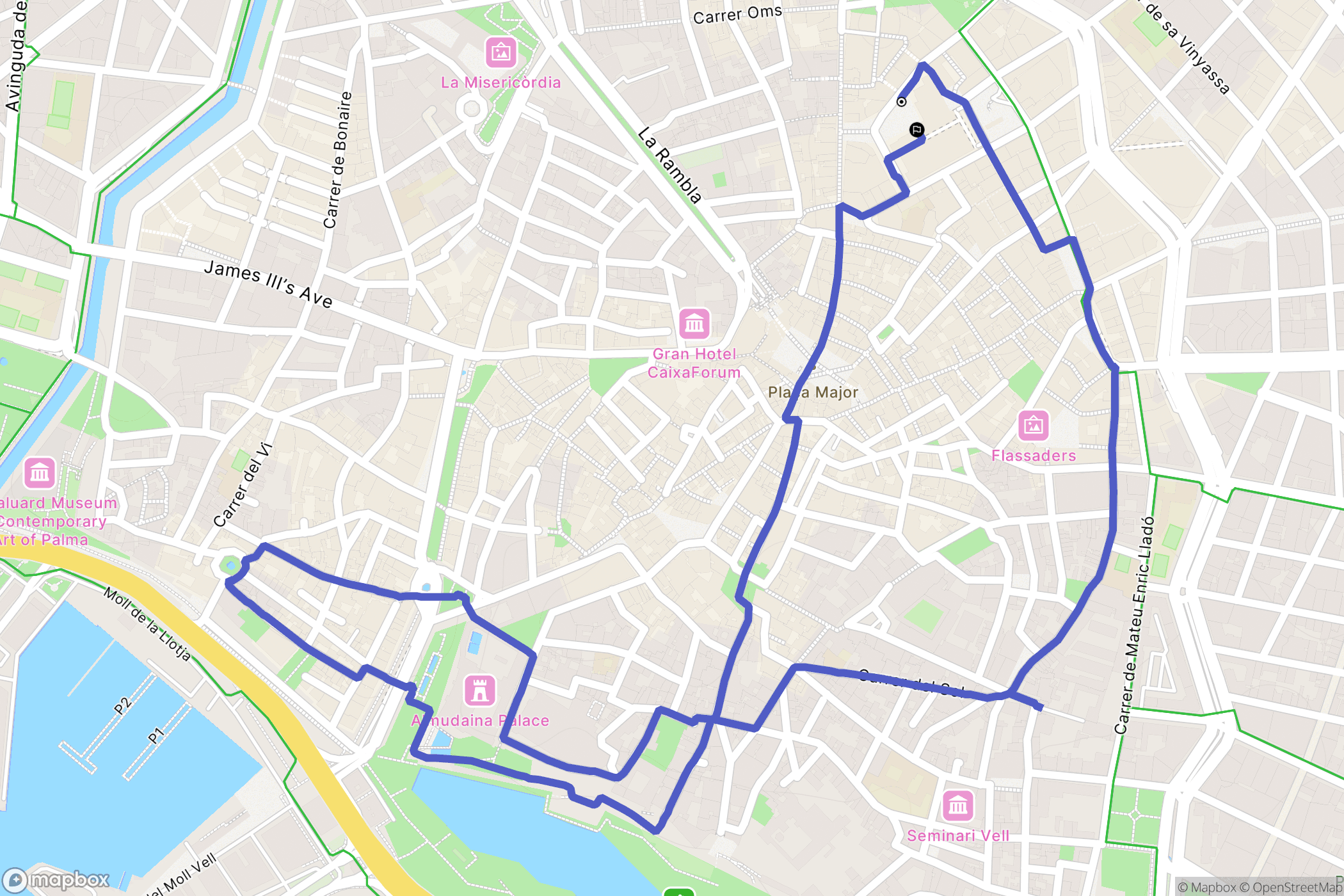 Palma : carte du parcours de randonnée - Spain
