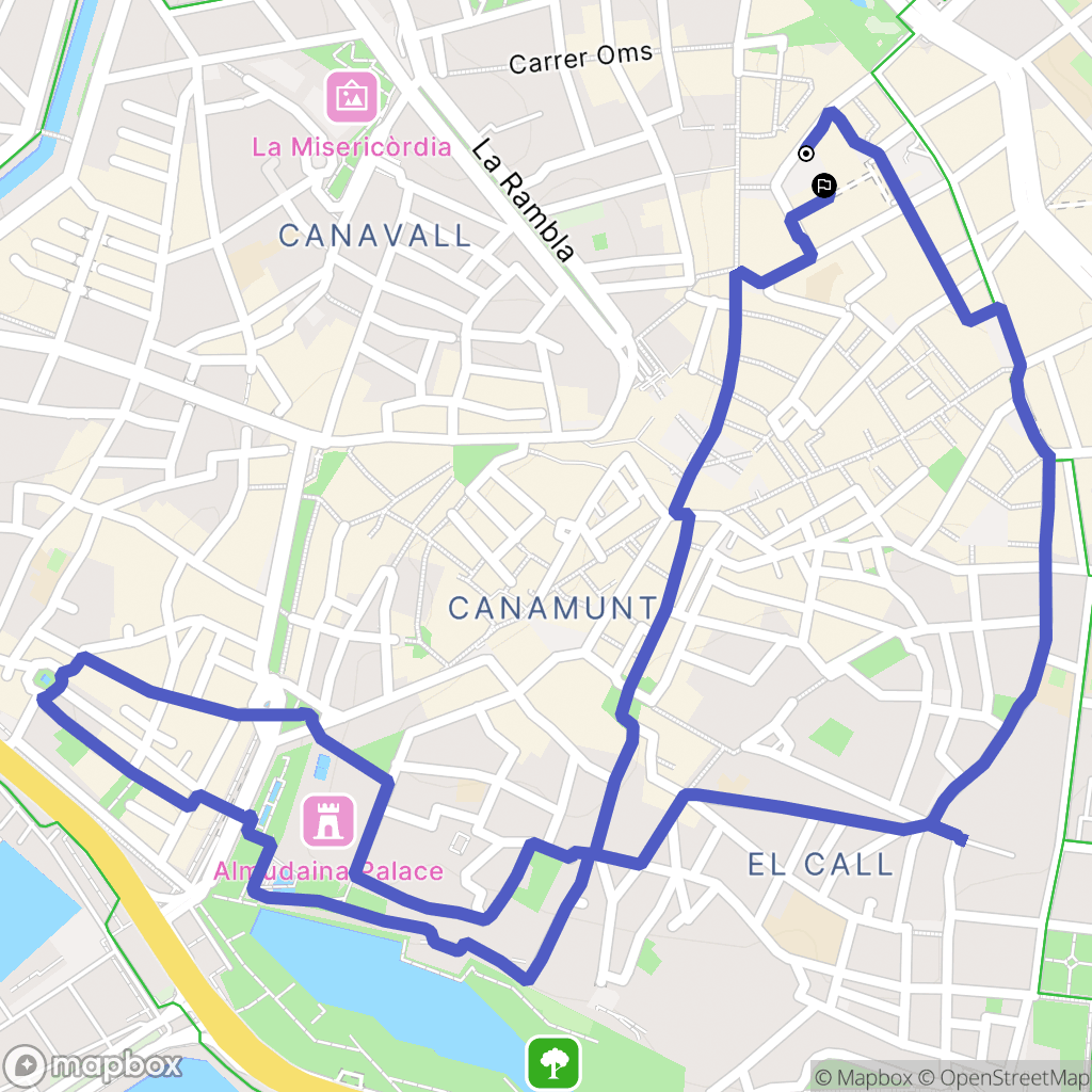 Palma : carte du parcours de randonnée - Spain