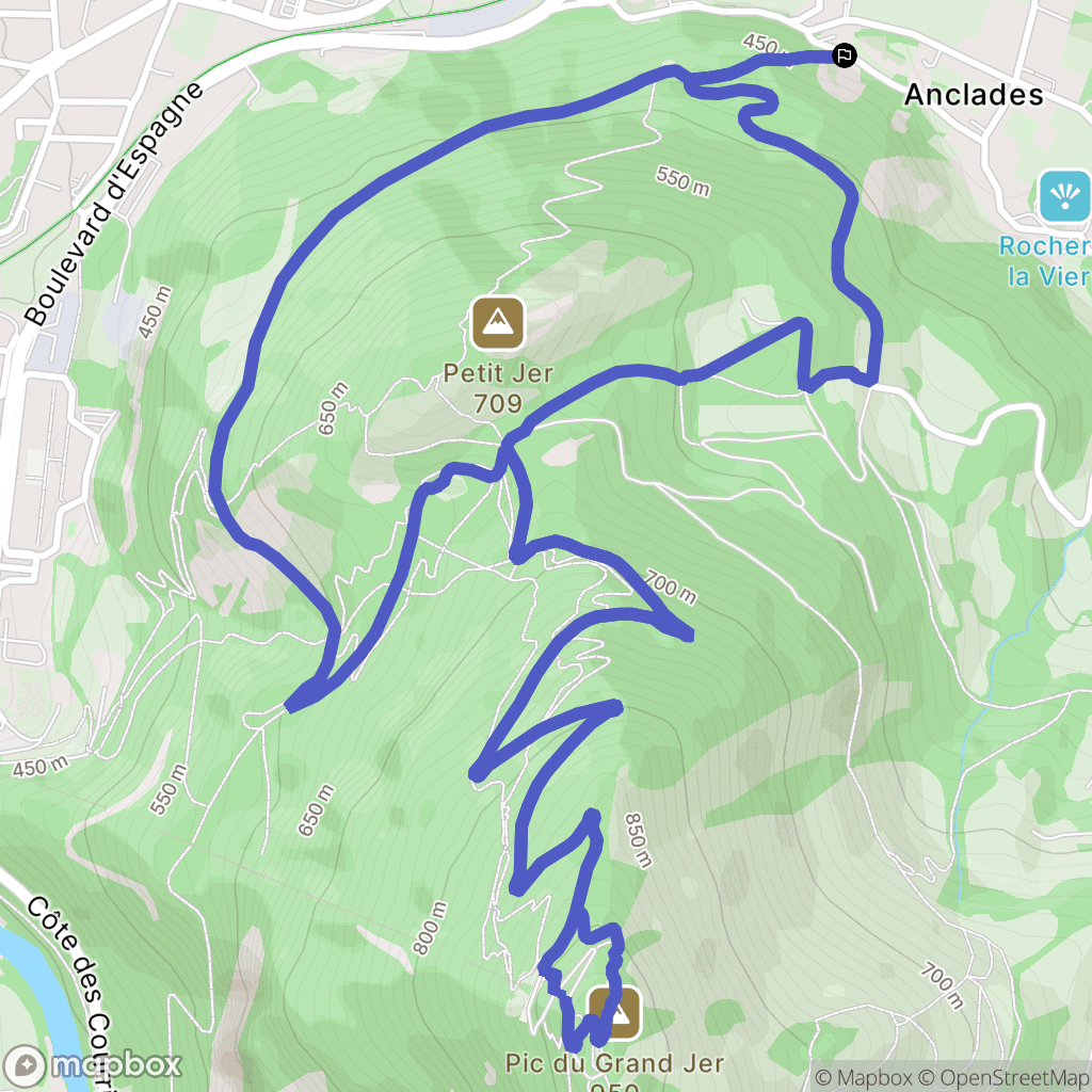 Lourdes : carte du parcours de randonnée - France