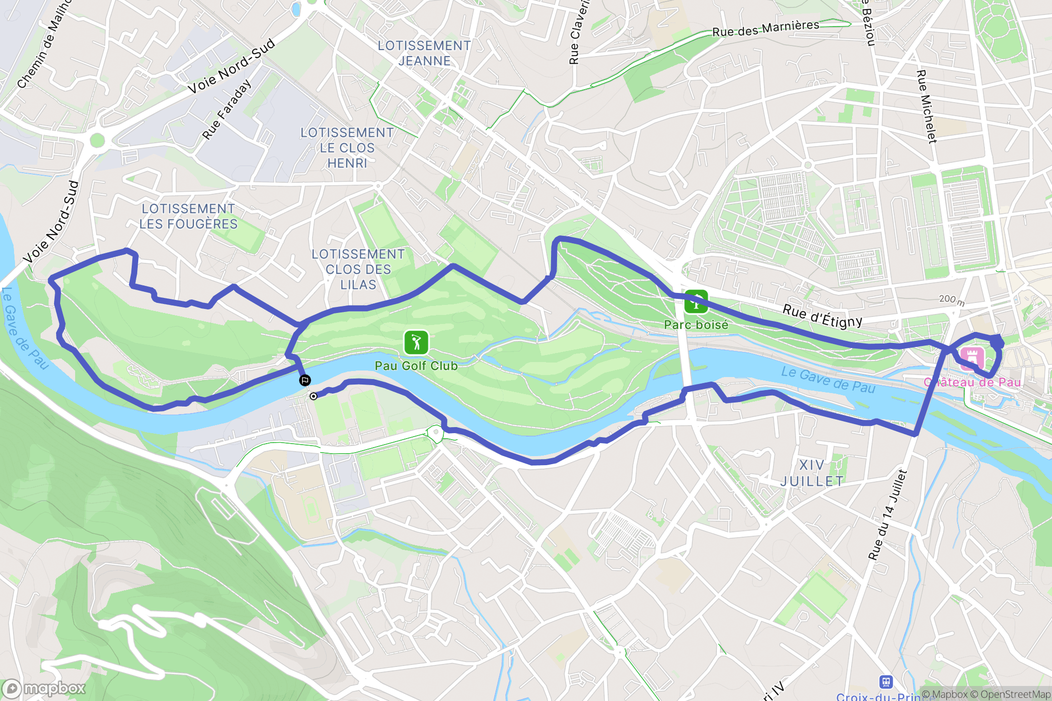 Jurançon : carte du parcours de randonnée - France