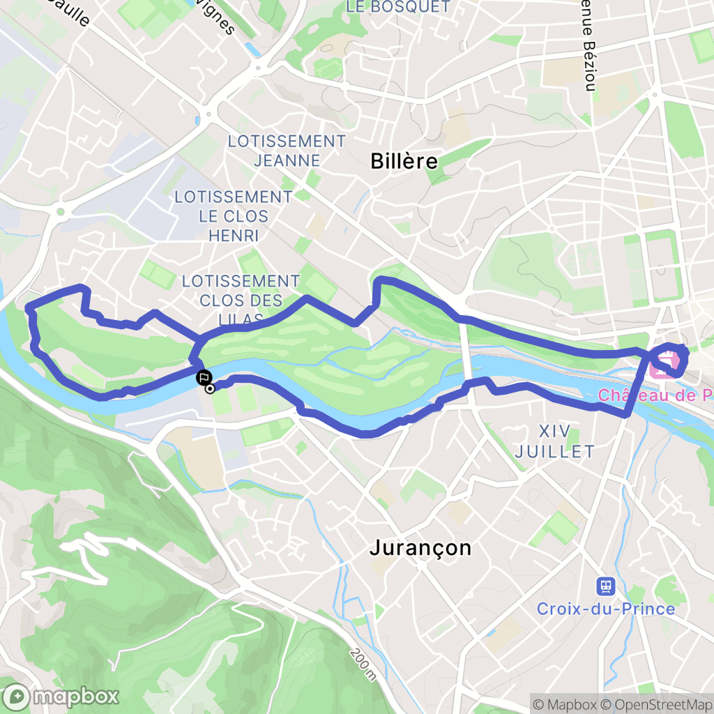 Jurançon : carte du parcours de randonnée - France