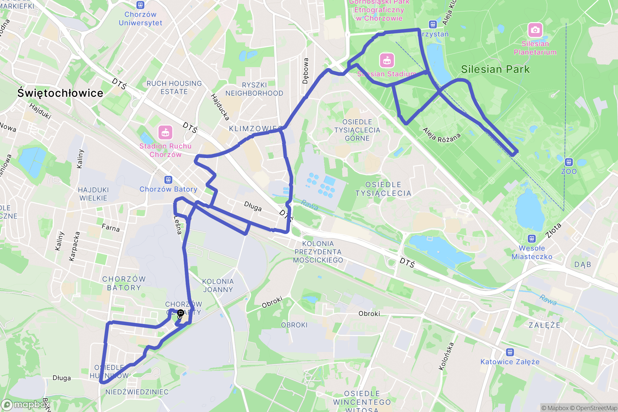 Chorzów: mapa trasy - Poland