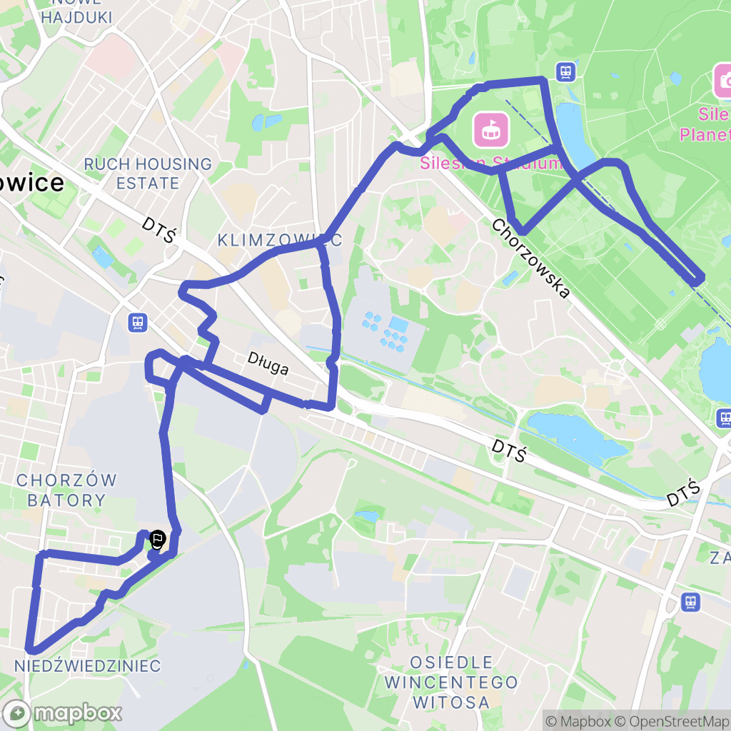 Chorzów: mapa trasy - Poland