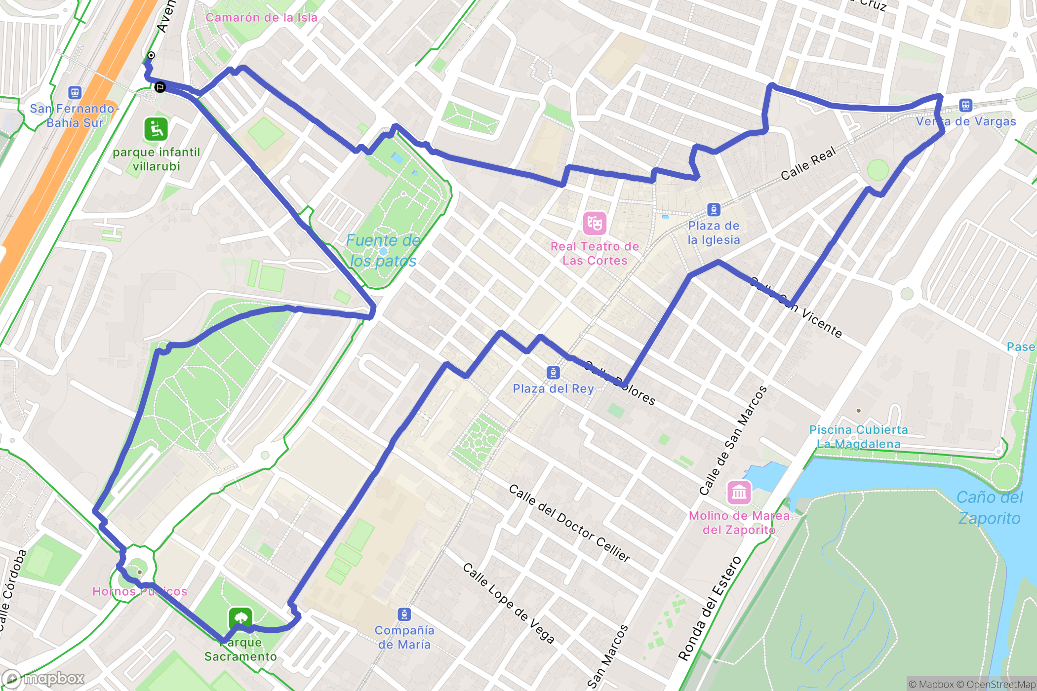 San Fernando : carte du parcours de randonnée - Spain