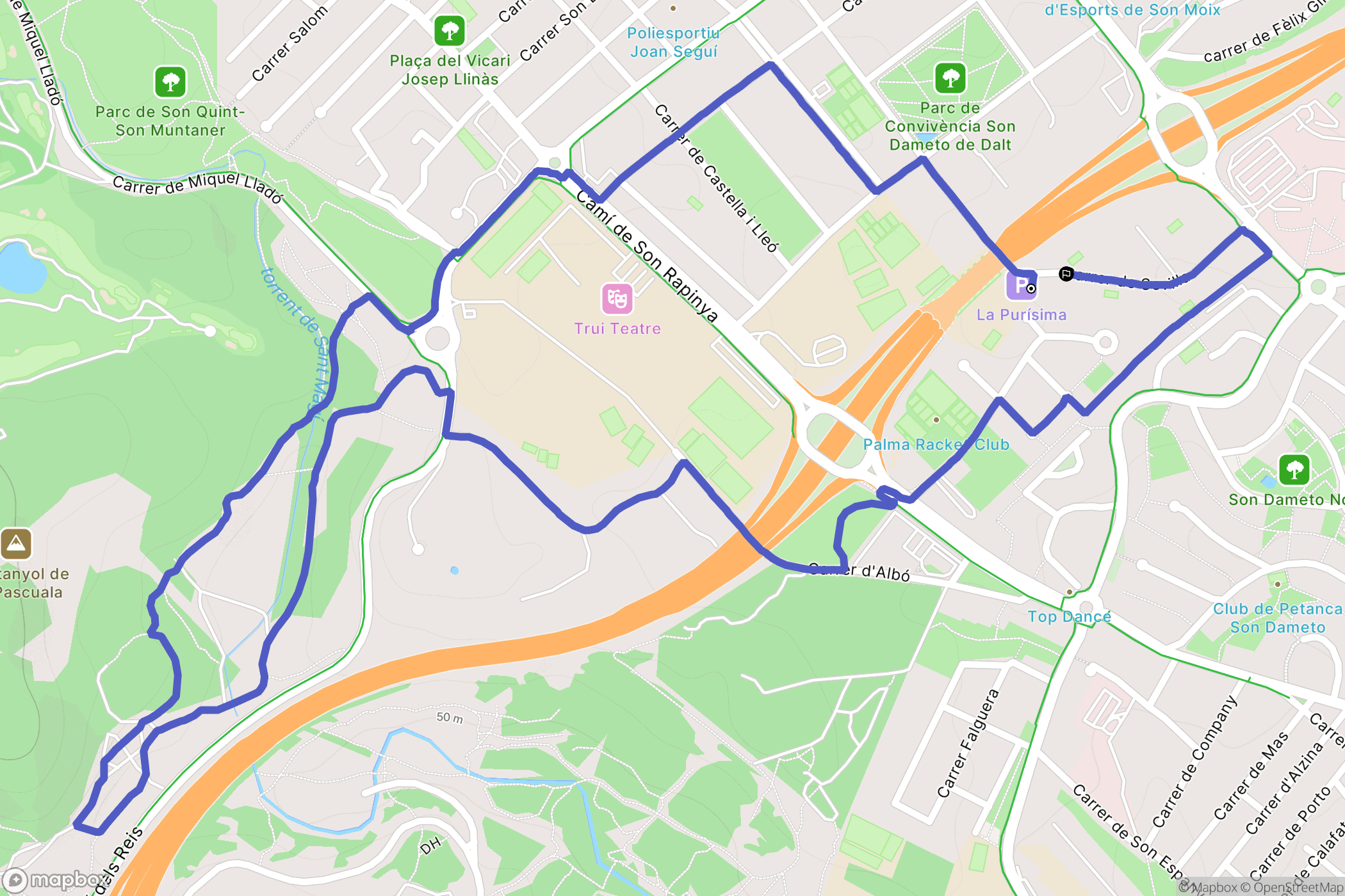 Palma : carte du parcours de randonnée - Spain