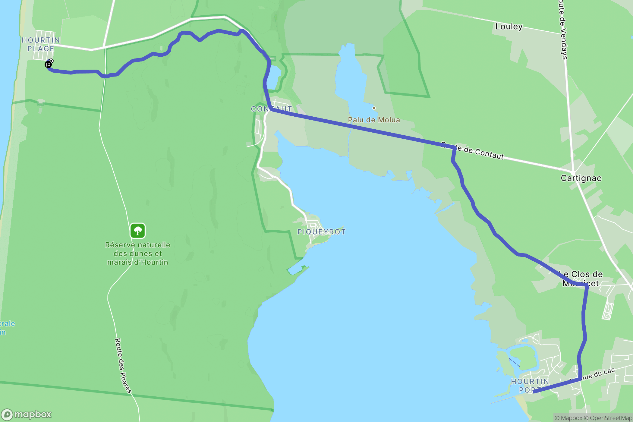 Hourtin : carte du parcours de randonnée - France