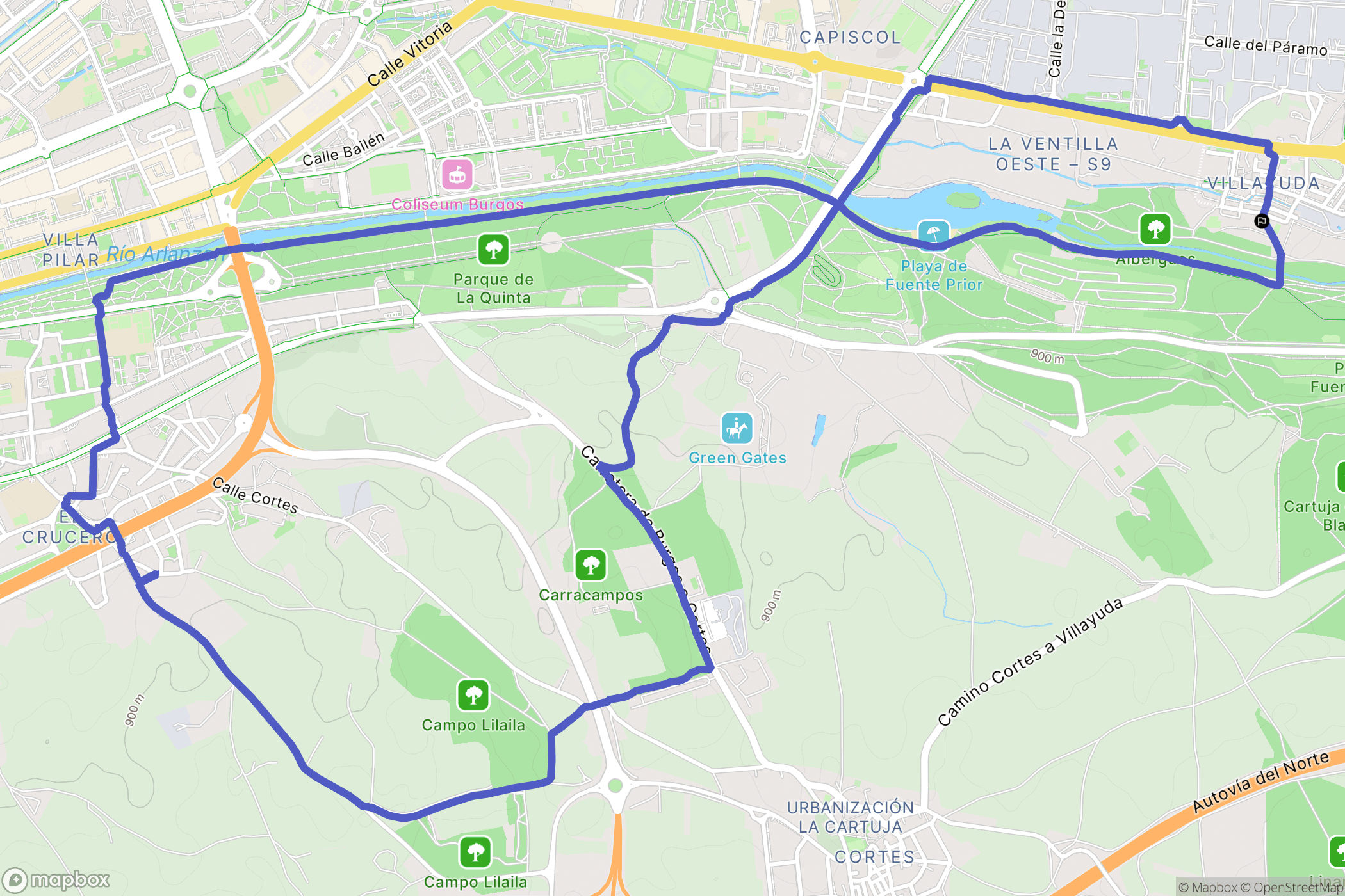 Villayuda : carte du parcours de randonnée - Spain