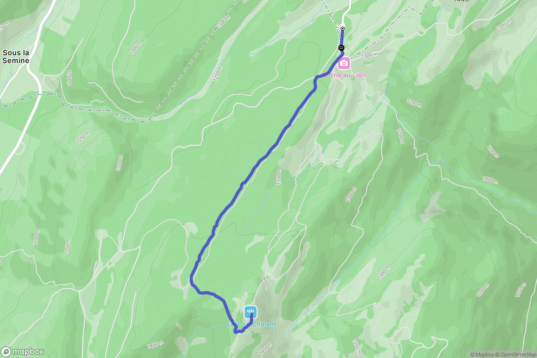 La Pesse : carte du parcours de randonnée - France