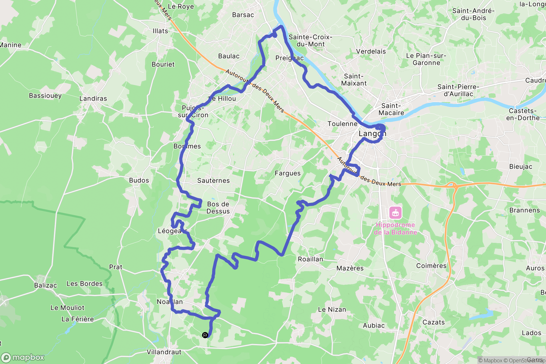 Noaillan : carte du parcours de randonnée - France
