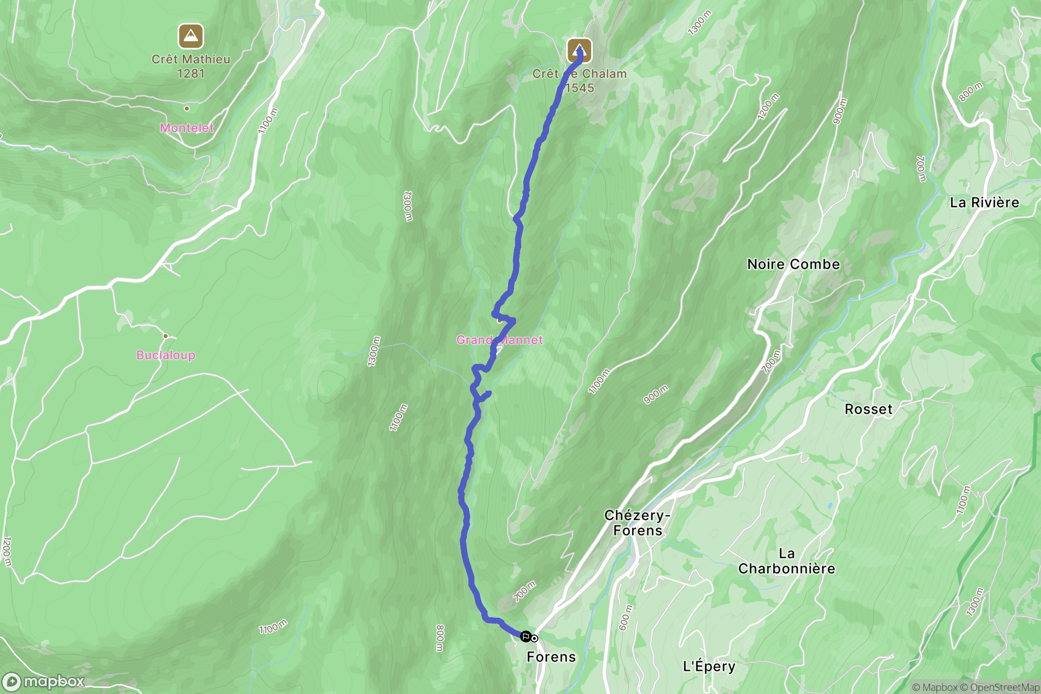 Chézery-Forens : carte du parcours de randonnée - France