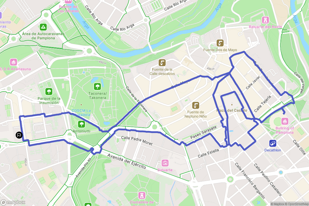 Pamplona : carte du parcours de randonnée - Spain