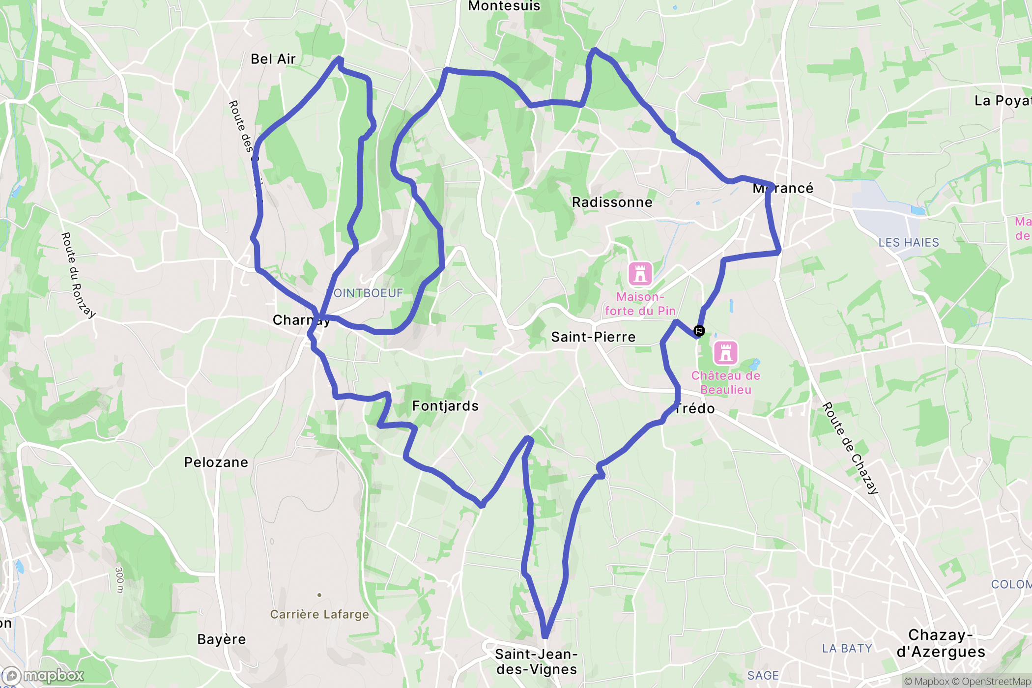Morancé : carte du parcours de randonnée - France