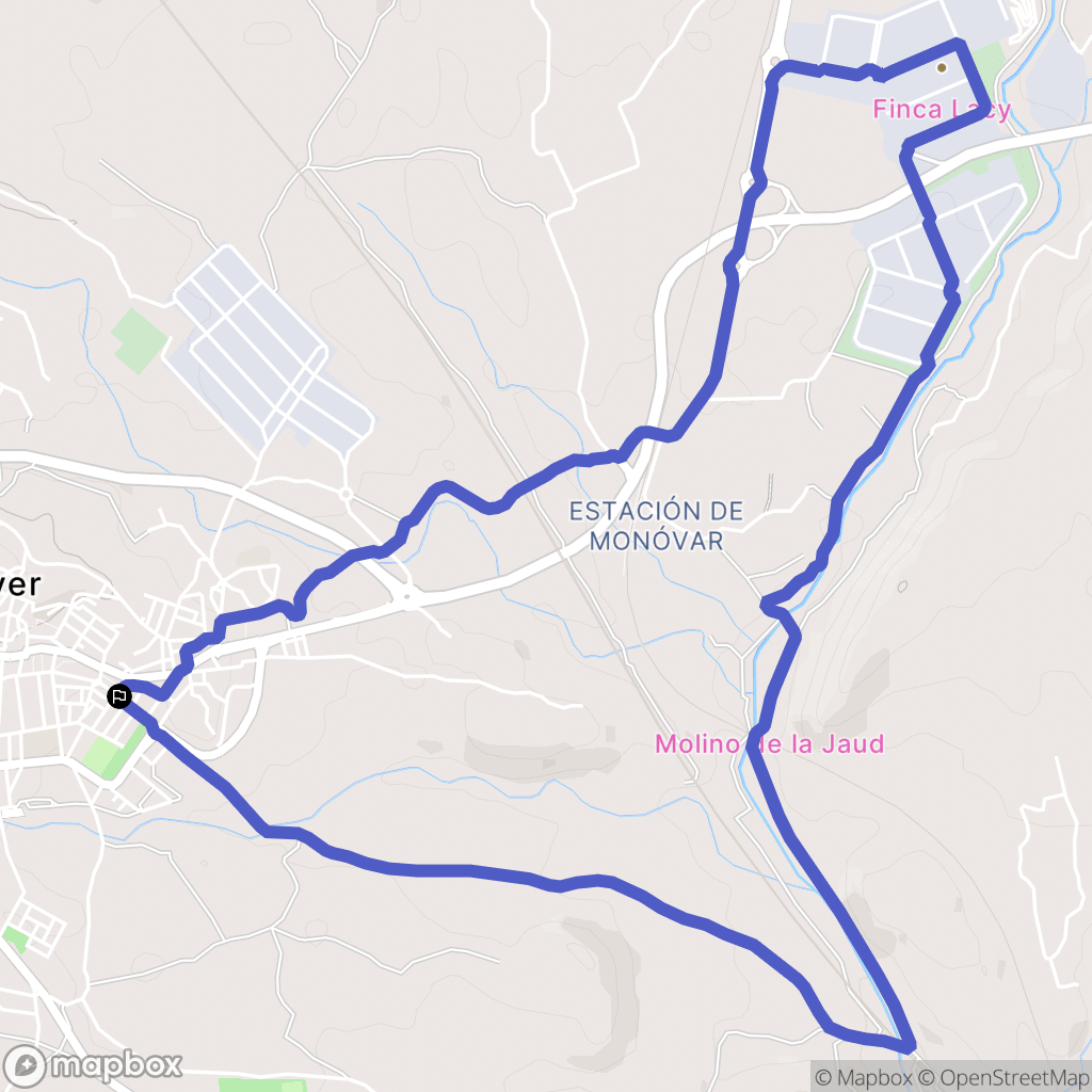 Monòver : carte du parcours de randonnée - Spain