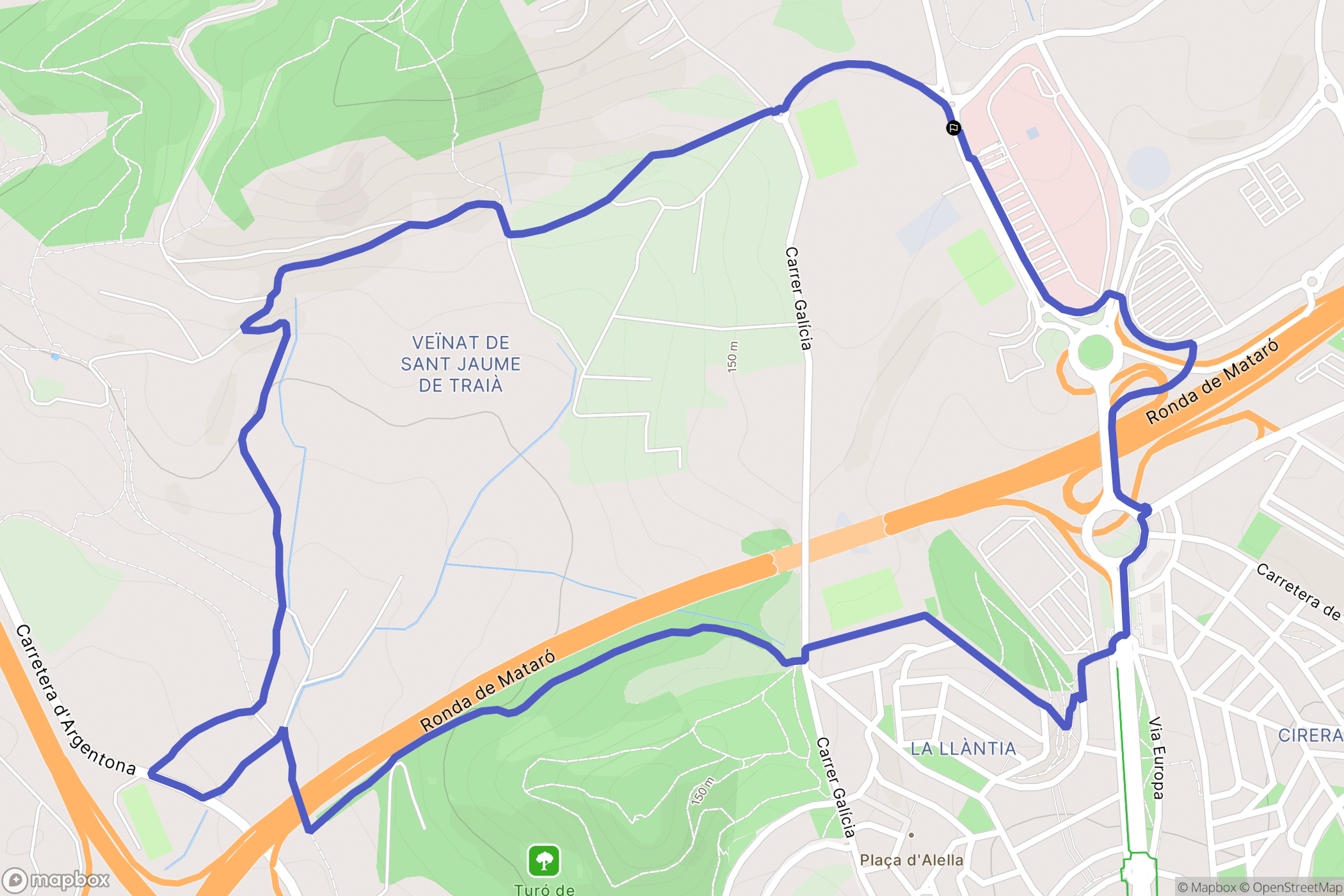 Mataró : carte du parcours de randonnée - Spain