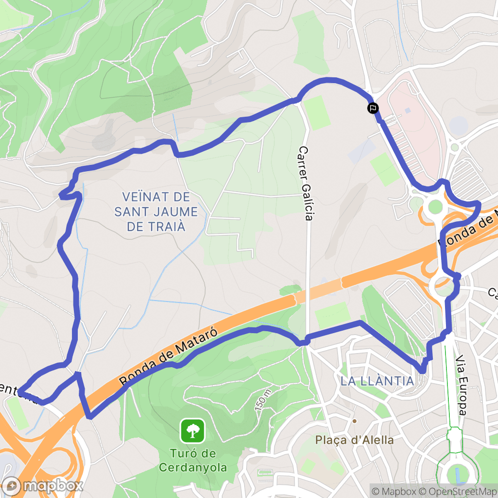 Mataró : carte du parcours de randonnée - Spain