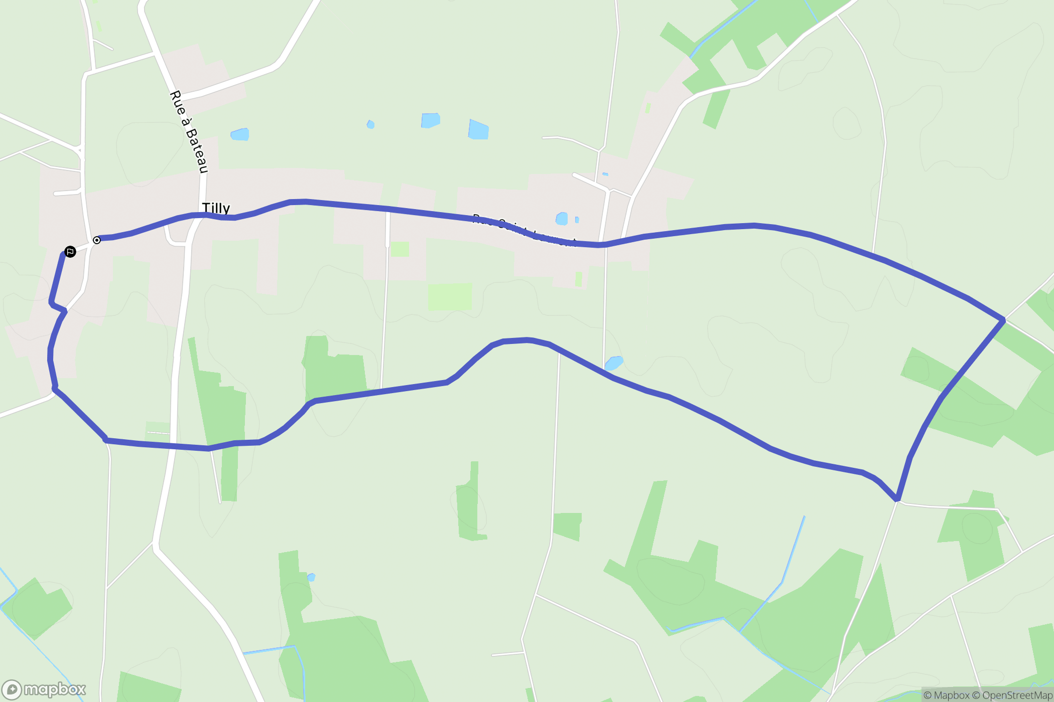 Tilly : carte du parcours de randonnée - France