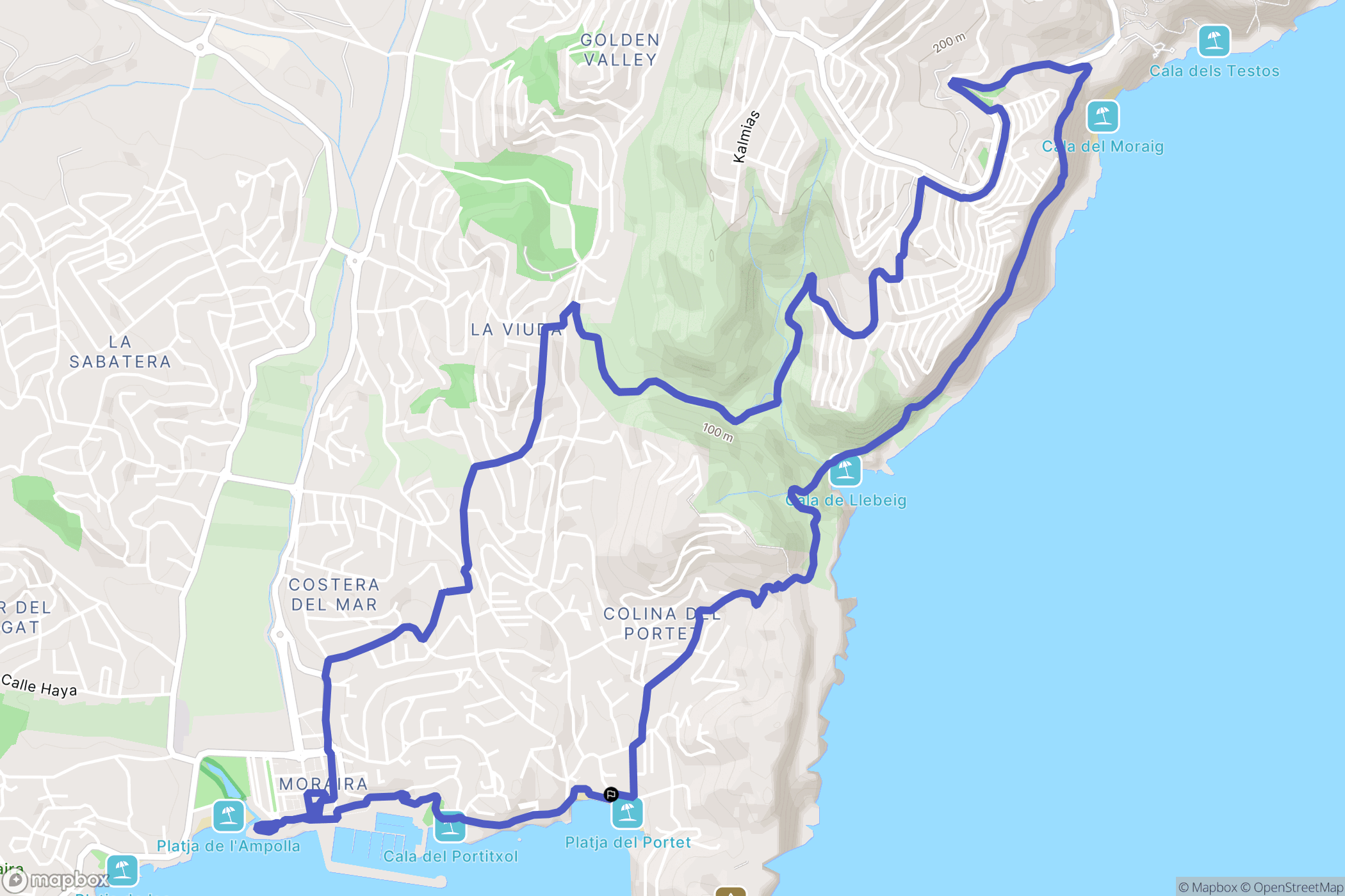 Teulada : carte du parcours de randonnée - Spain