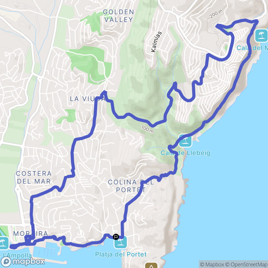 Teulada : carte du parcours de randonnée - Spain