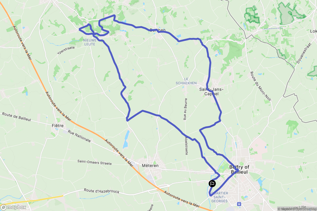 Bailleul : carte du parcours de randonnée - France