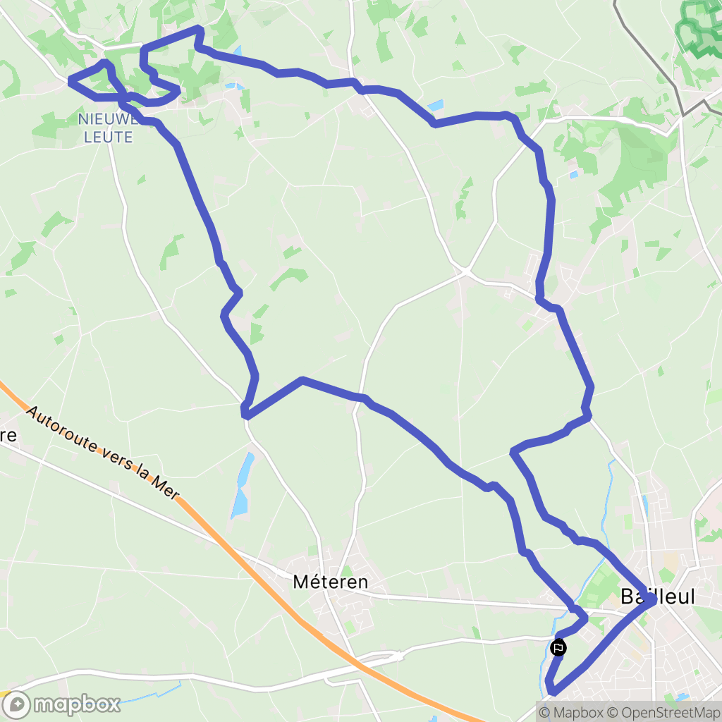 Bailleul : carte du parcours de randonnée - France