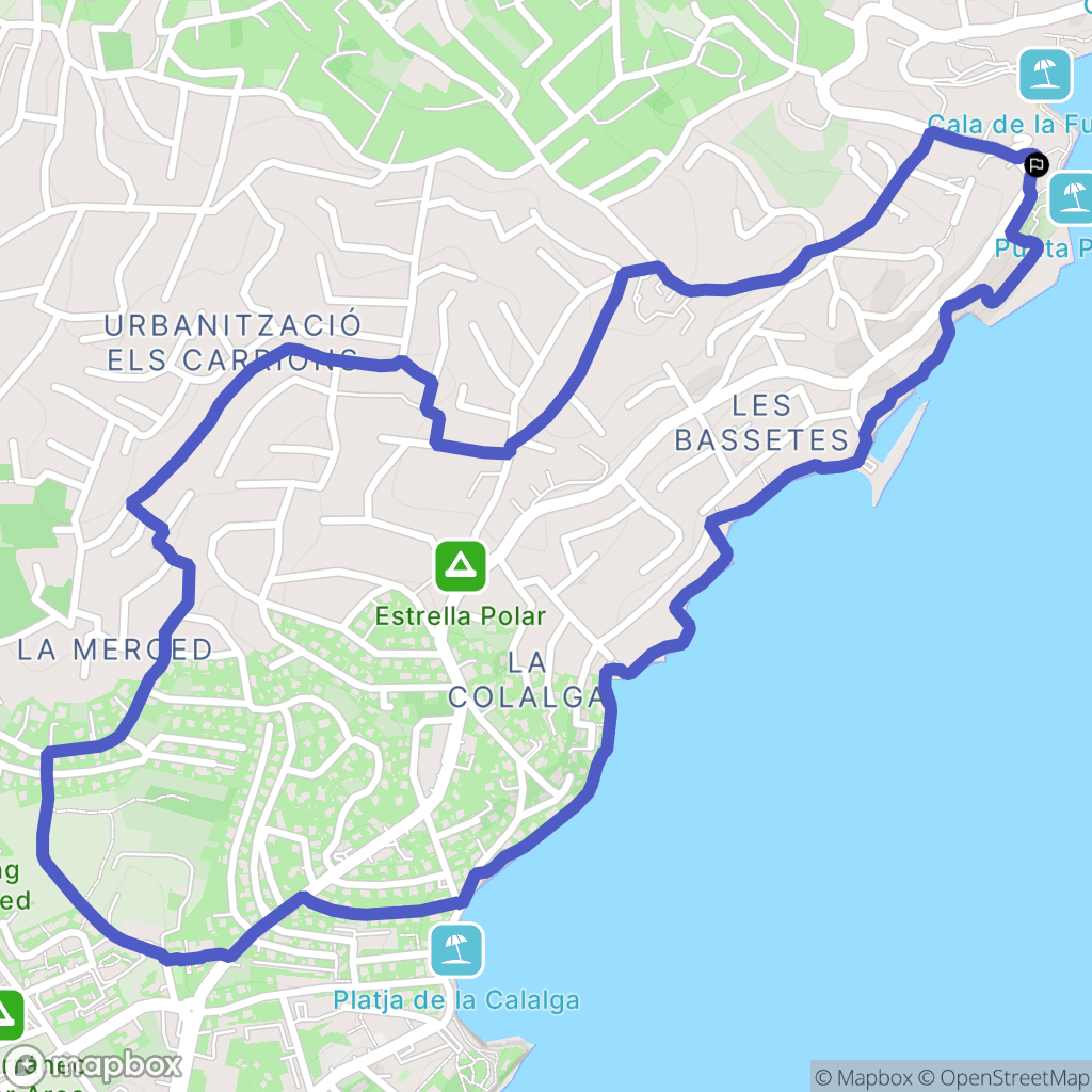 Benisa : carte du parcours de randonnée - Spain