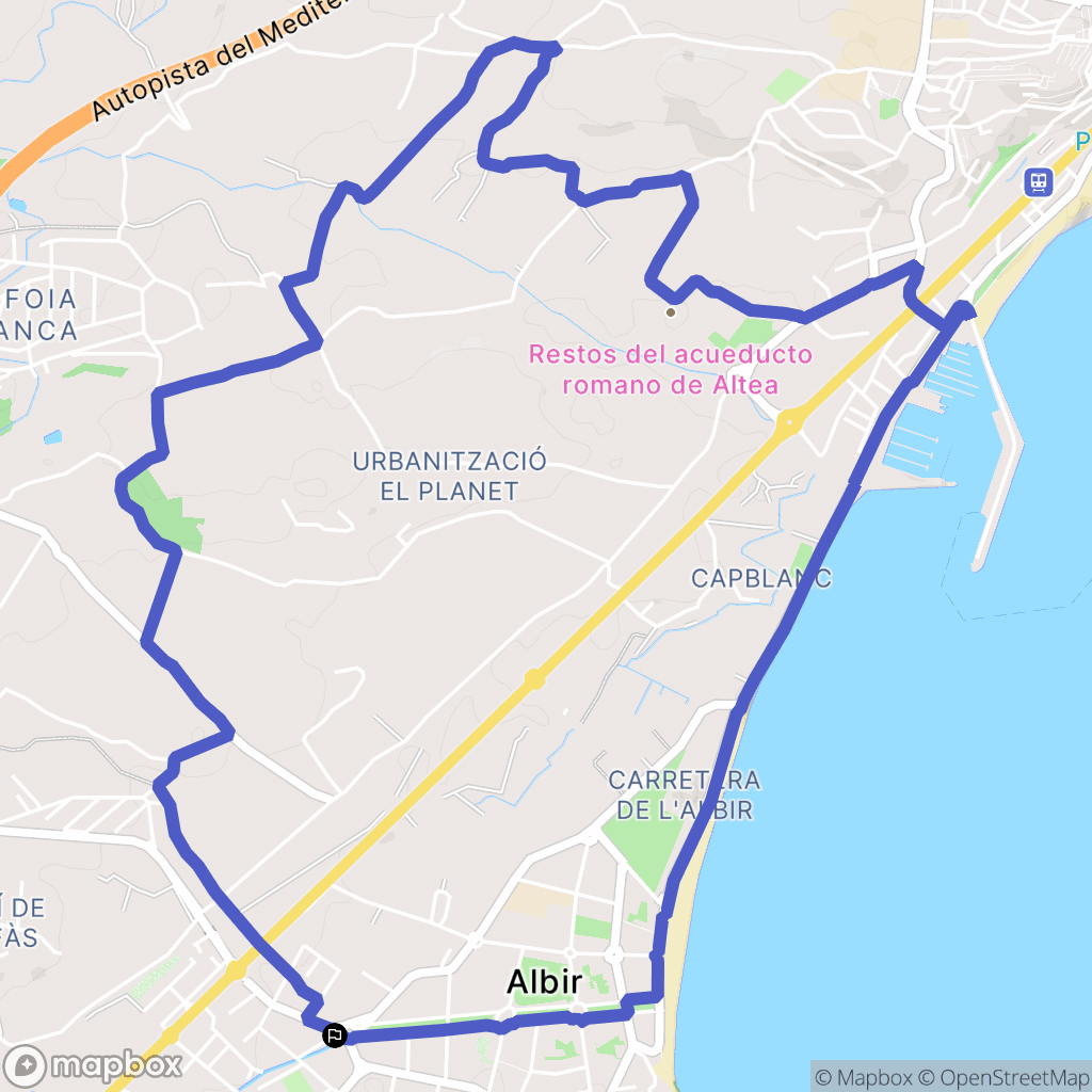 Alfaz del Pi : carte du parcours de randonnée - Spain