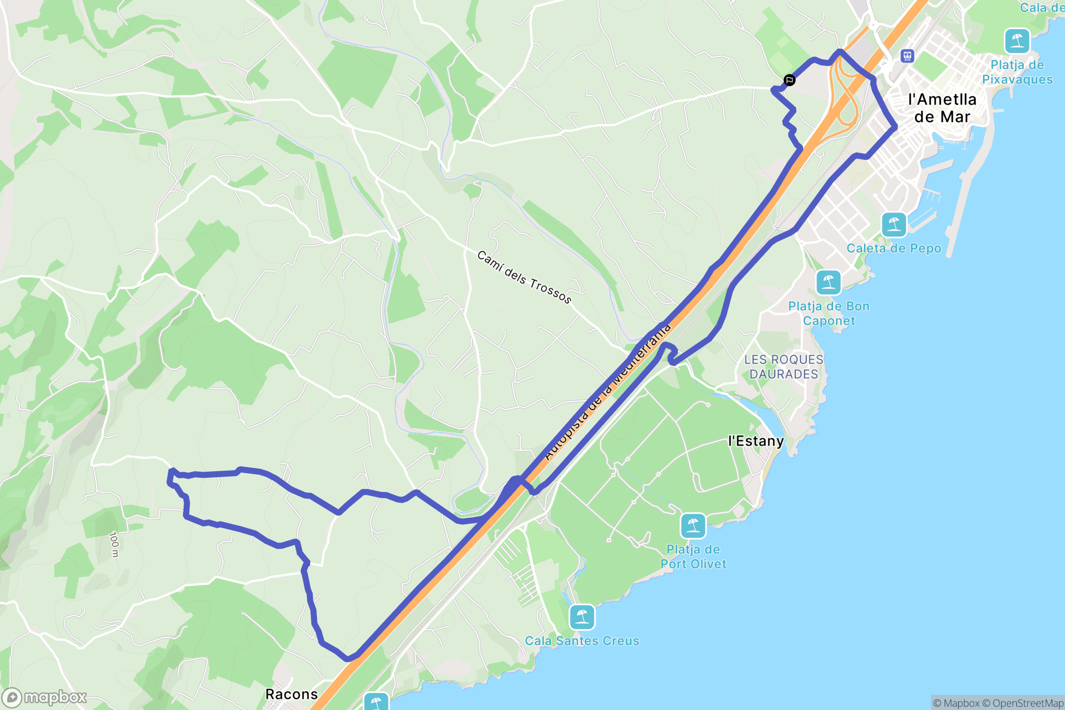 L'Ametlla de Mar : carte du parcours de randonnée - Spain