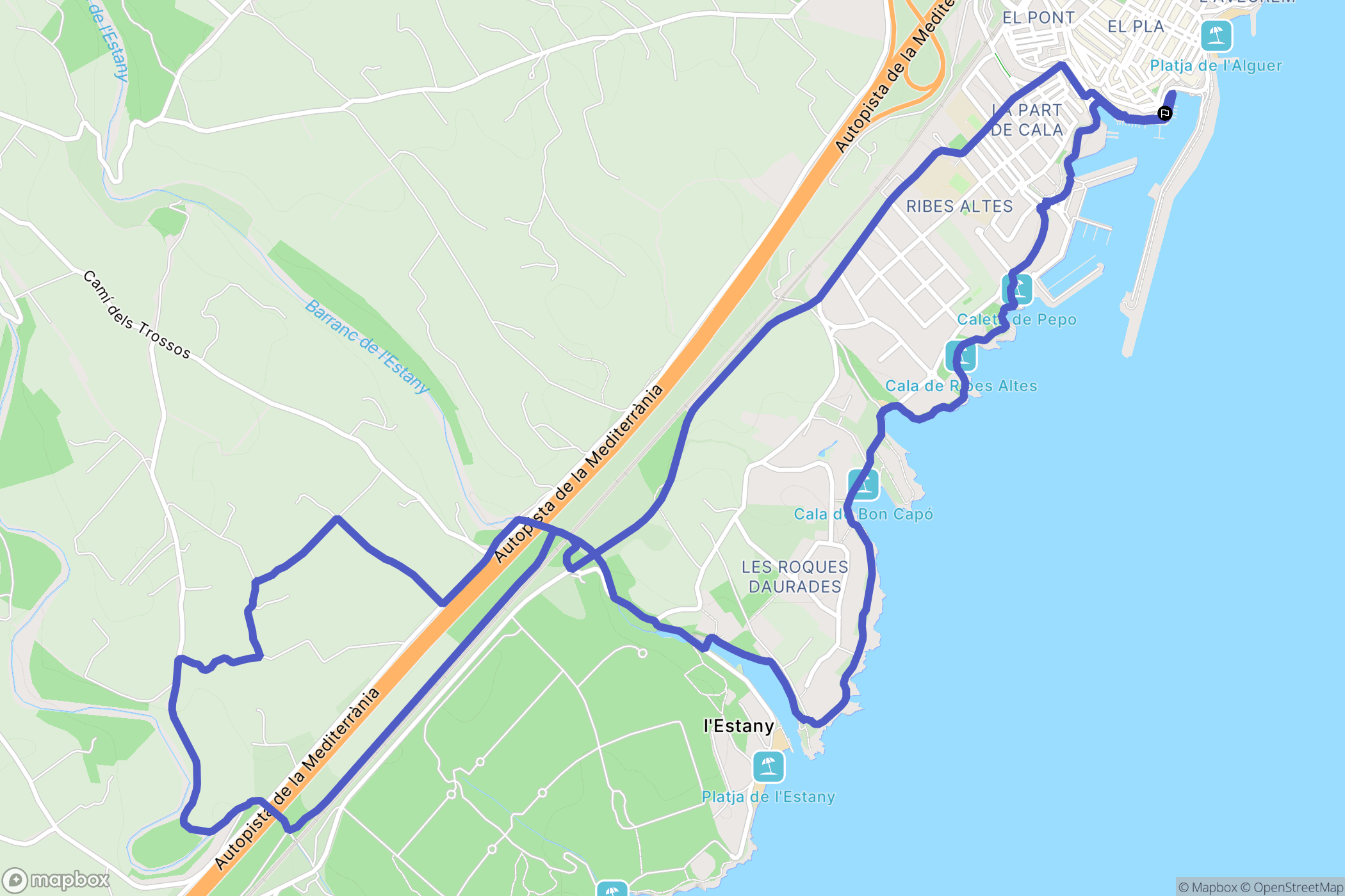 L'Ametlla de Mar : carte du parcours de randonnée - Spain