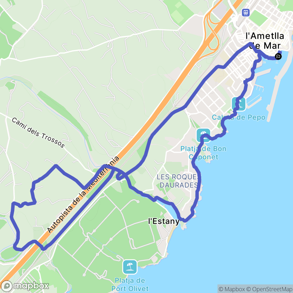 L'Ametlla de Mar : carte du parcours de randonnée - Spain