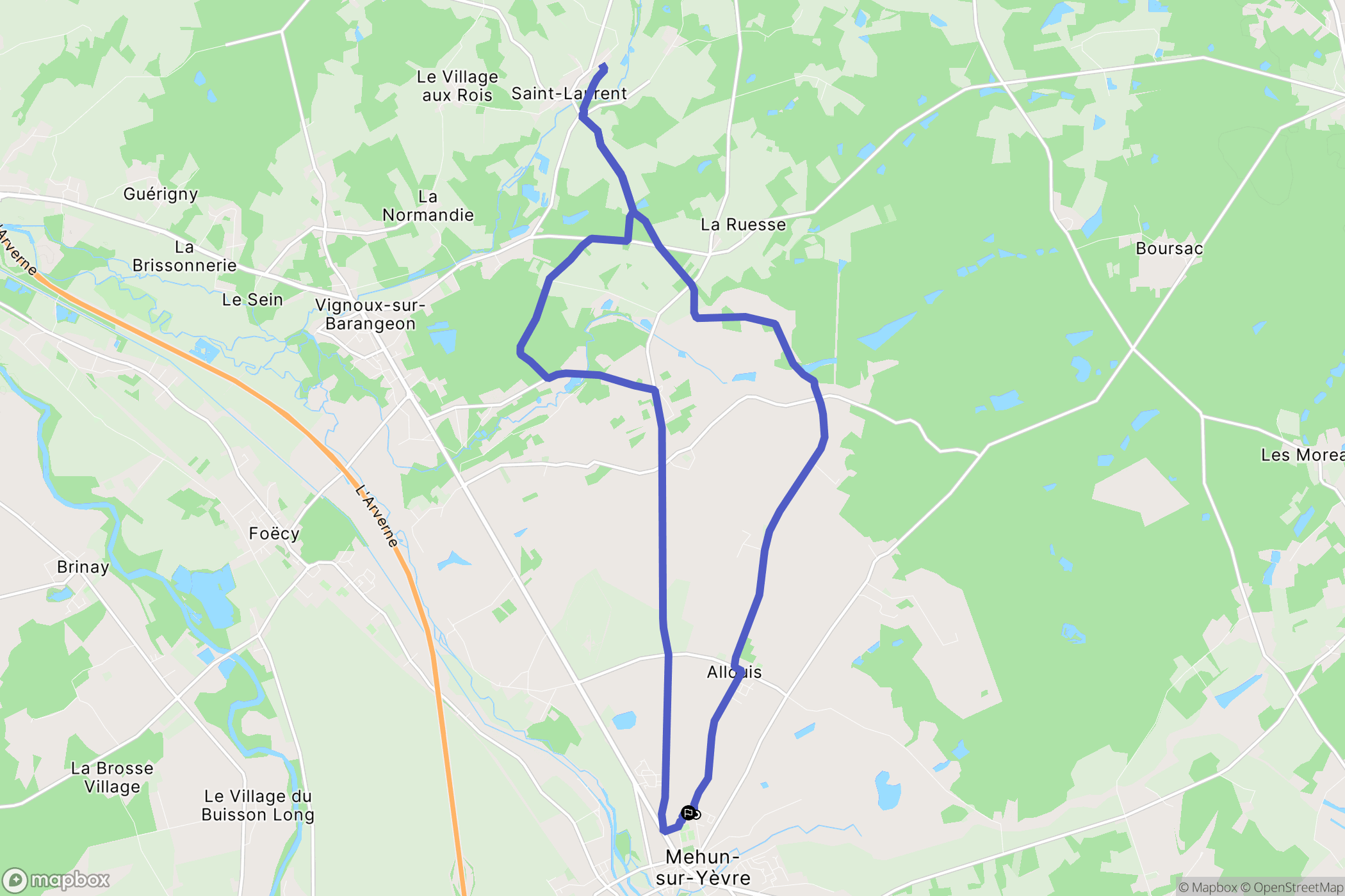 Allouis : carte du parcours de randonnée - France