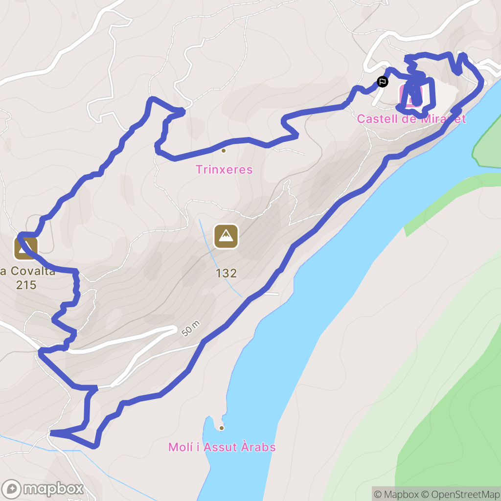 Miravet : carte du parcours de randonnée - Spain