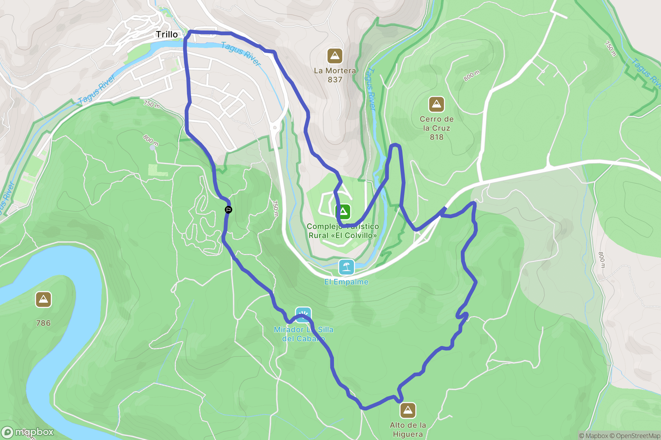 Trillo : carte du parcours de randonnée - Spain