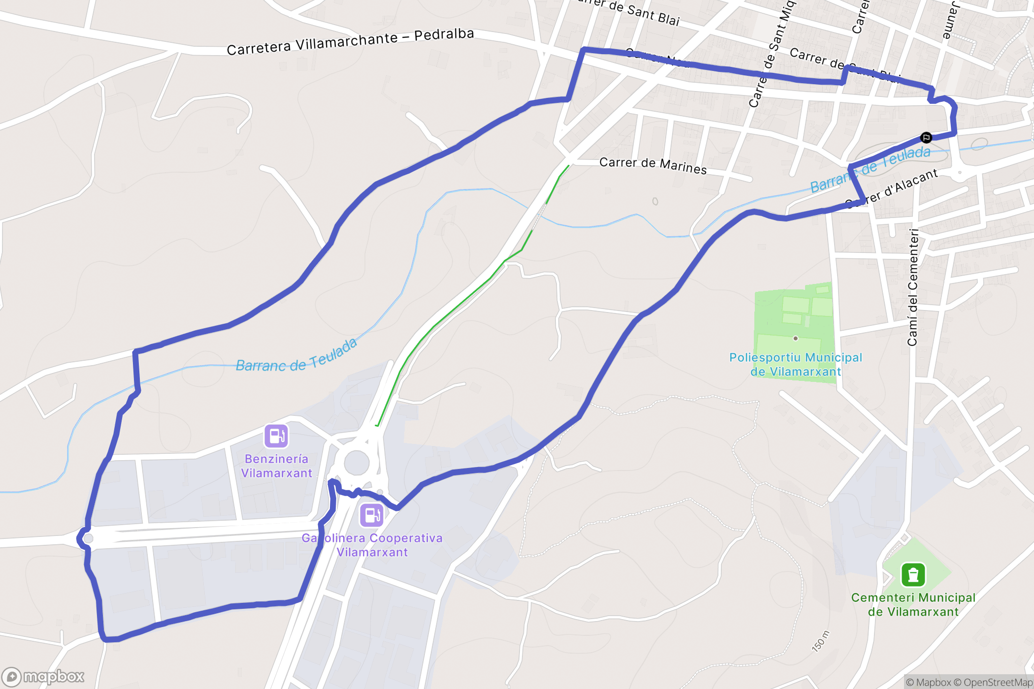 Vilamarxant : carte du parcours de randonnée - Spain