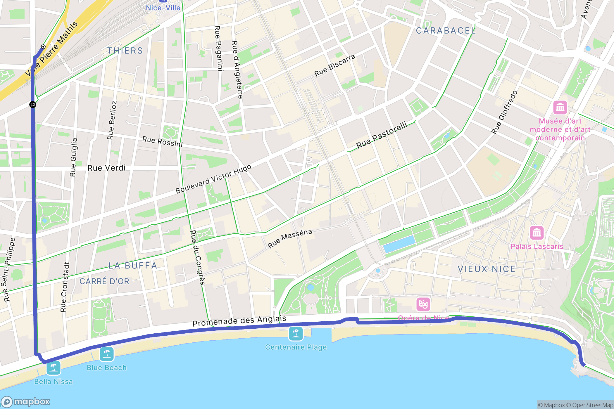 Nice : carte du parcours de randonnée - France