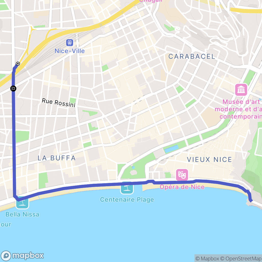Nice : carte du parcours de randonnée - France