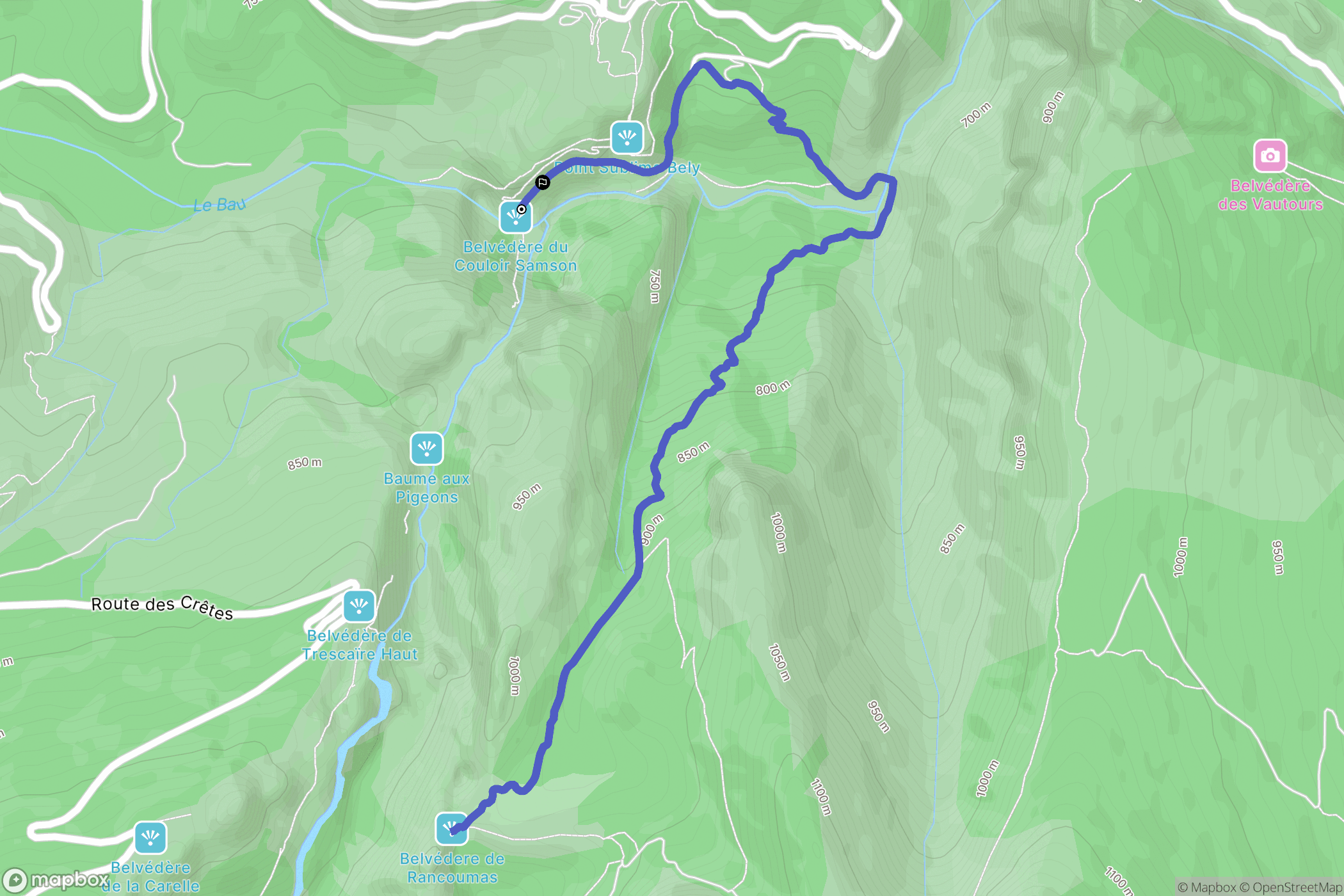 Rougon : carte du parcours de randonnée - France