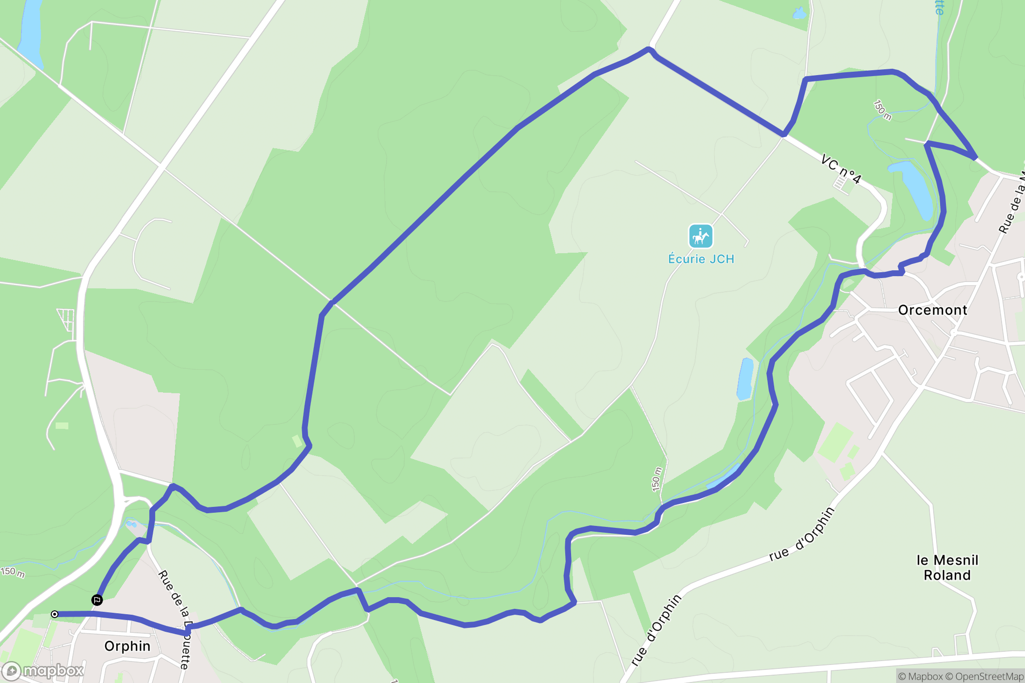 Orphin : carte du parcours de randonnée - France