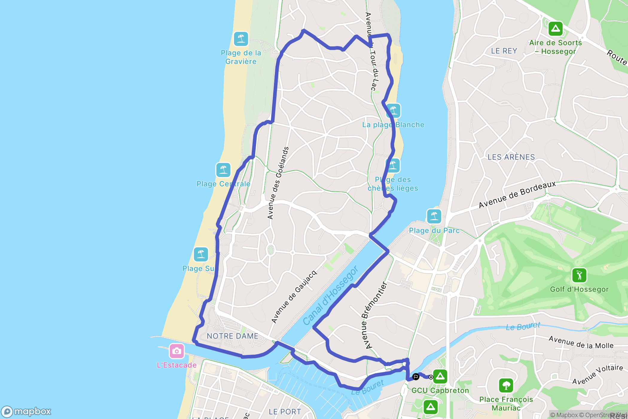 Capbreton : carte du parcours de randonnée - France