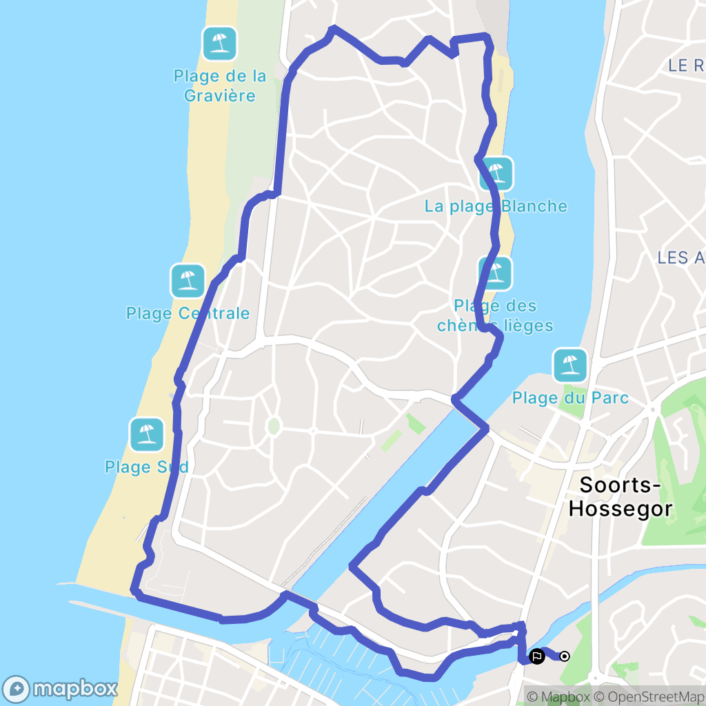 Capbreton : carte du parcours de randonnée - France