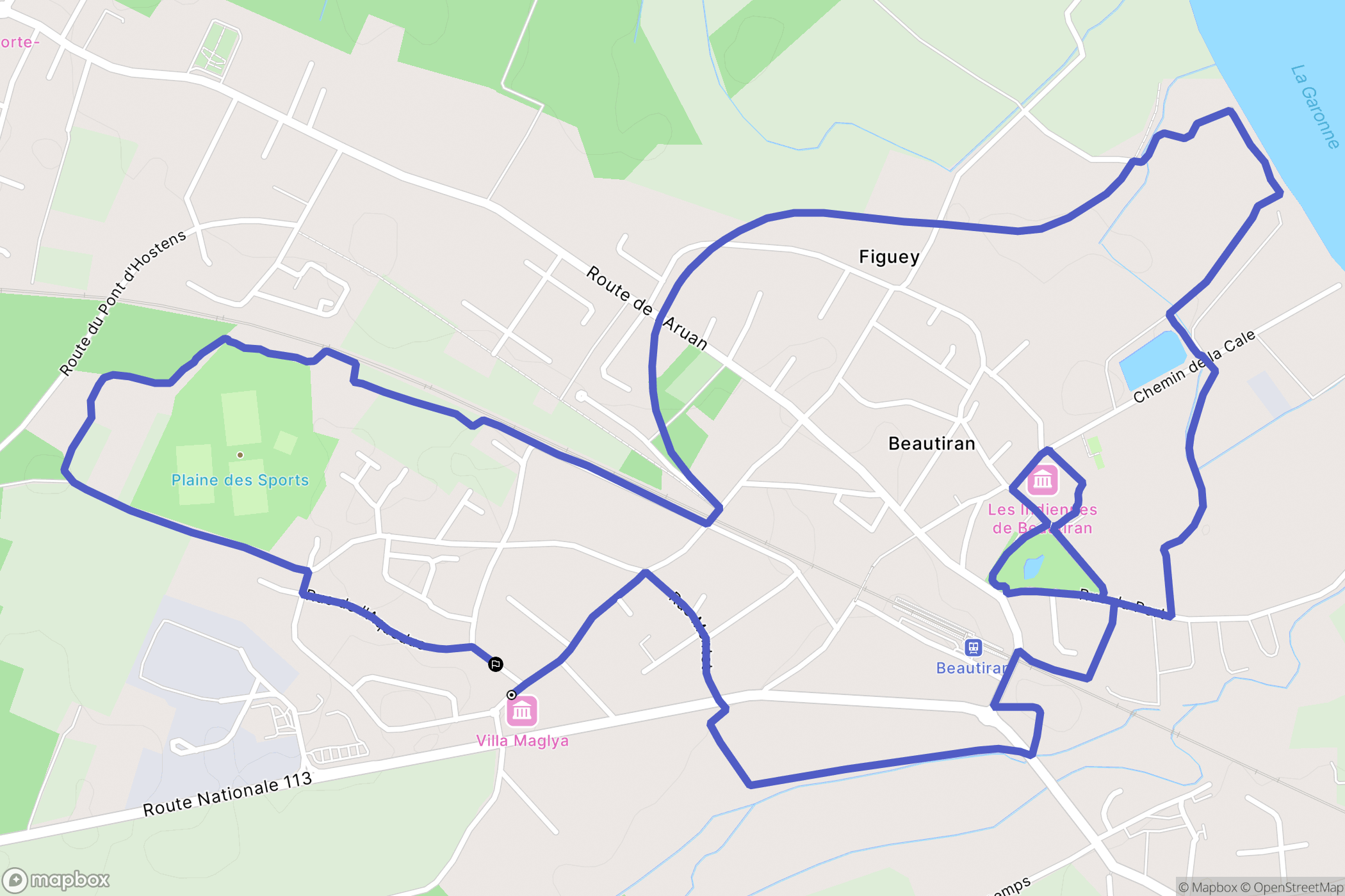 Beautiran : carte du parcours de randonnée - France