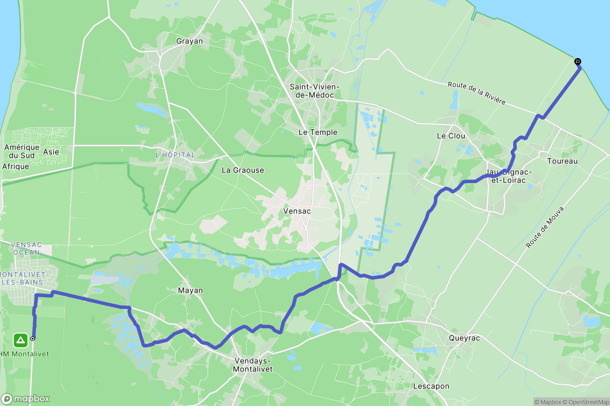 Vendays-Montalivet : carte du parcours de randonnée - France