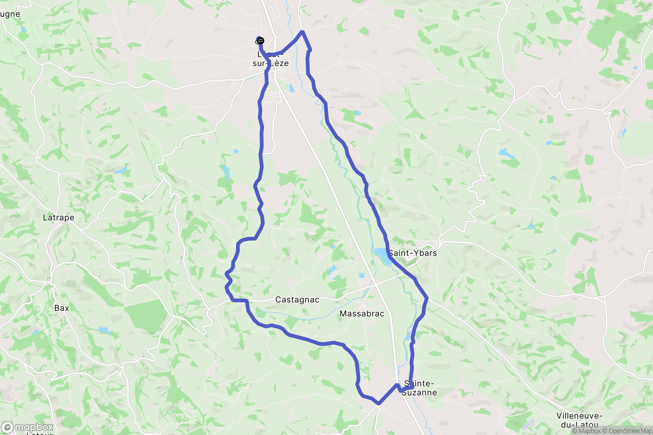 Lézat-sur-Lèze : carte du parcours de randonnée - France