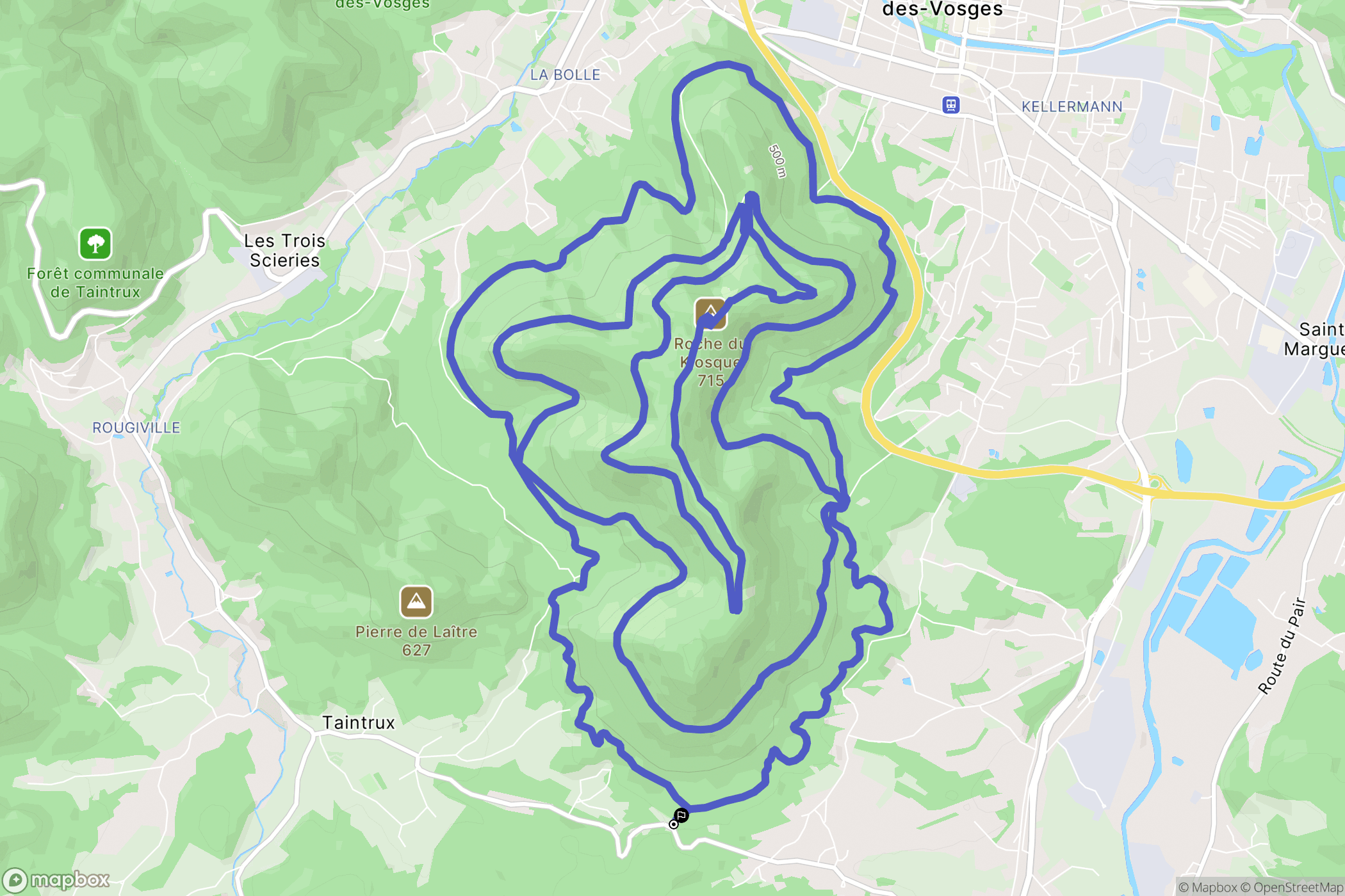 Saulcy-sur-Meurthe : carte du parcours de randonnée - France