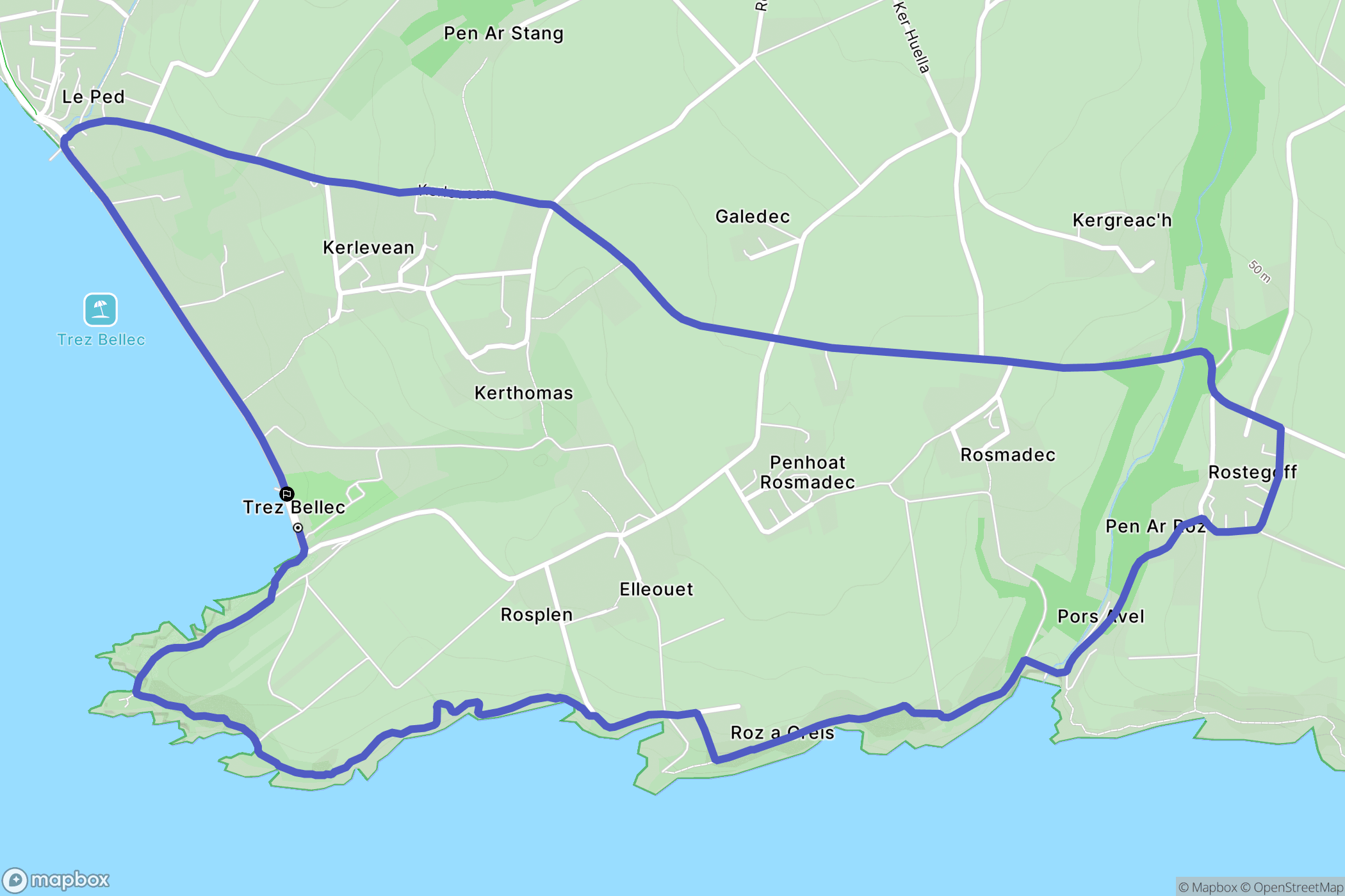 Telgruc-sur-Mer : carte du parcours de randonnée - France