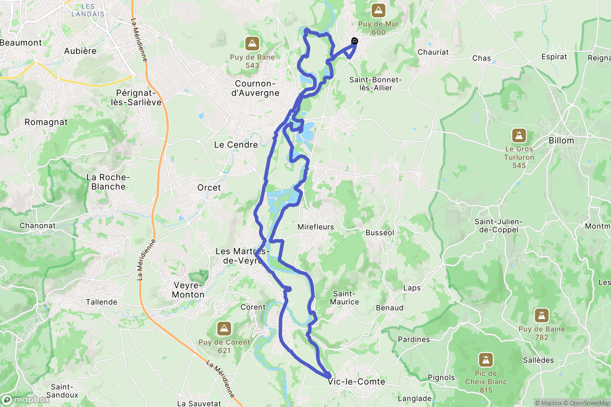 Mur-sur-Allier : carte du parcours de randonnée - France