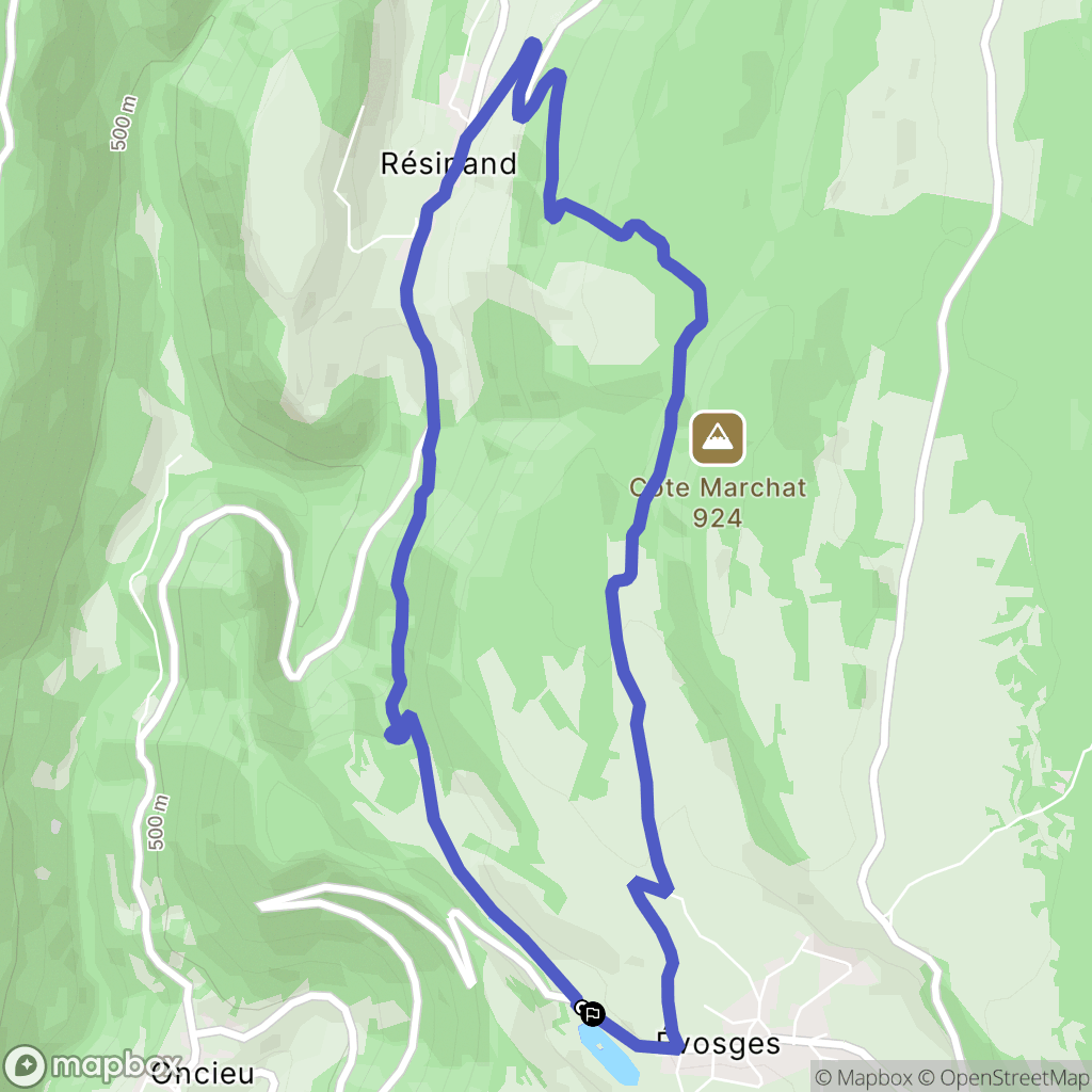 Évosges : carte du parcours de randonnée - France