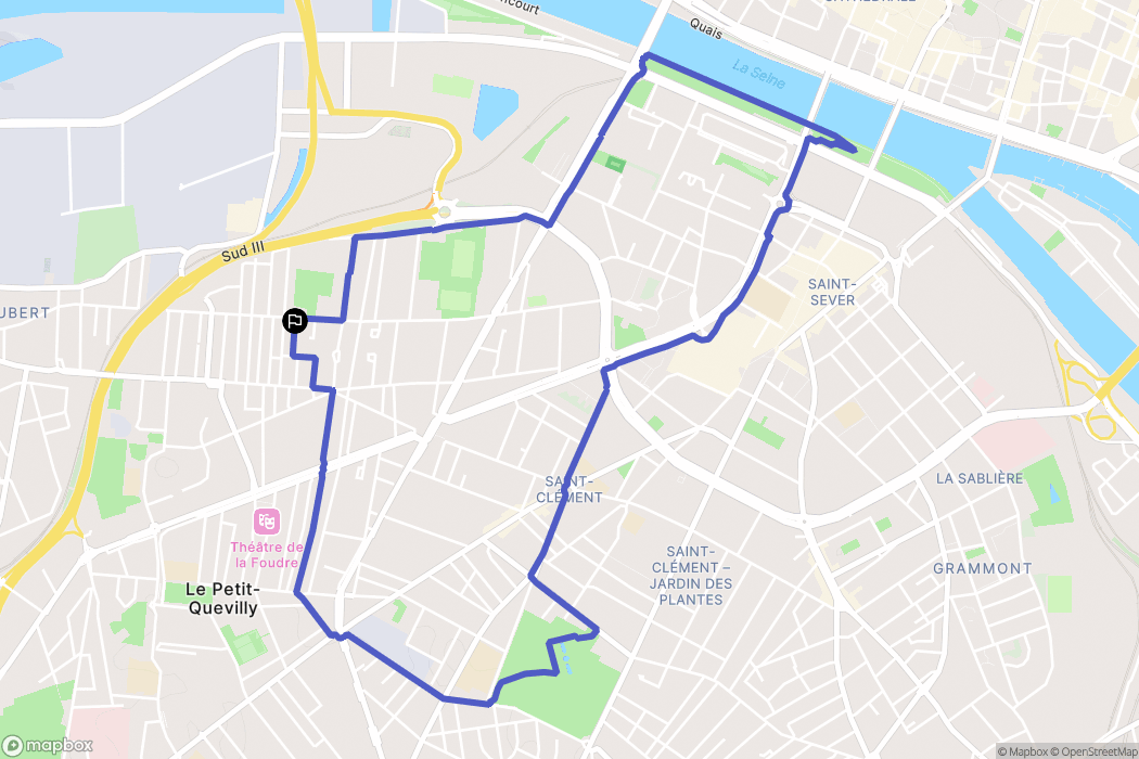 Le Petit-Quevilly : carte du parcours de randonnée - France