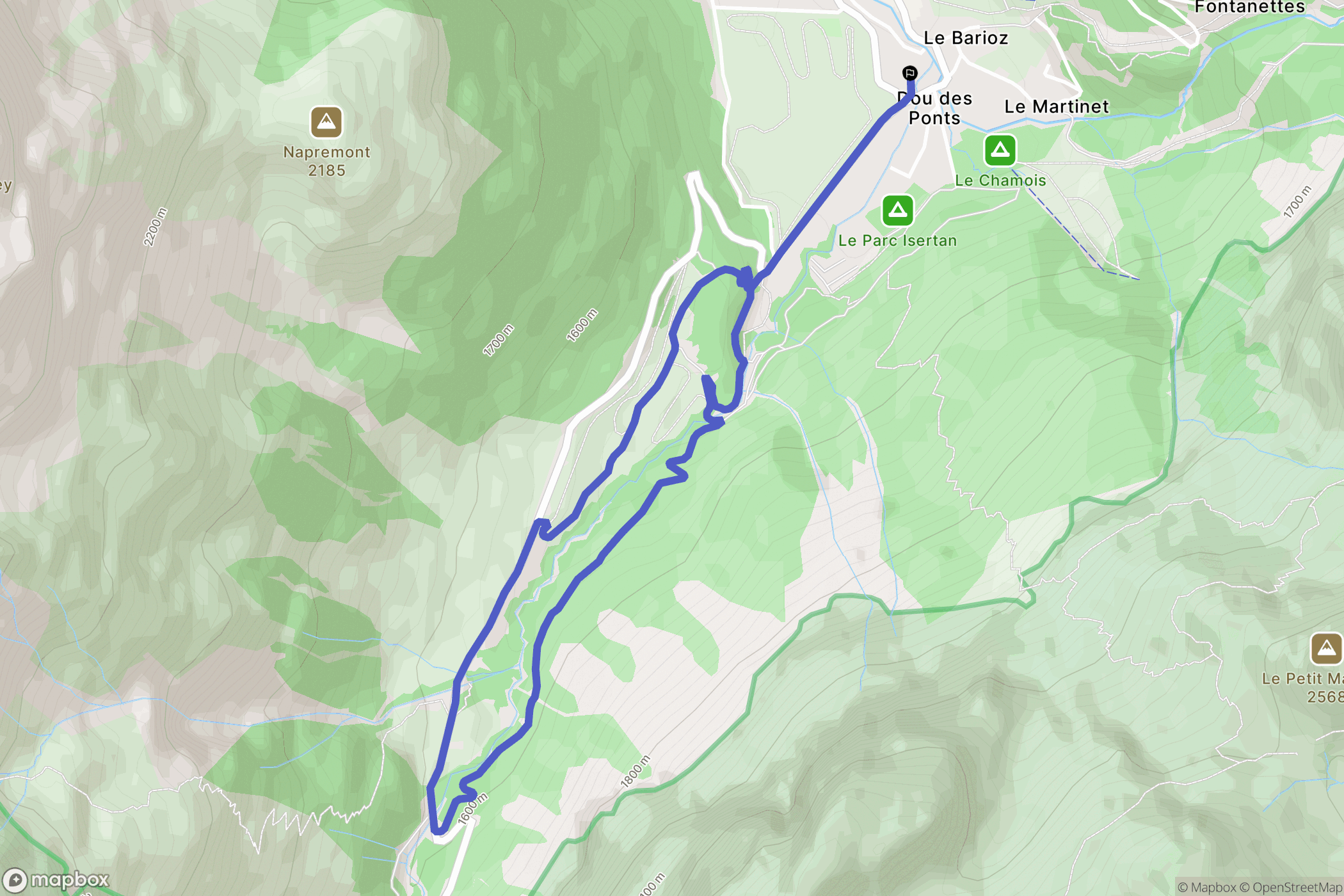 Pralognan-la-Vanoise : carte du parcours de randonnée - France